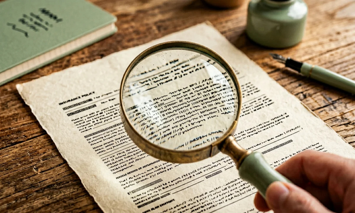 Vergrößerter Policenausschnitt mit Markierungen zu Klauseln, 1200x720 Pixel